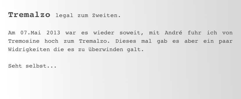 Tremalzo legal zum Zweiten.

Am 07.Mai 2013 war es wieder soweit, mit André fuhr ich von Tremosine hoch zum Tremalzo. Dieses mal gab es aber ein paar Widrigkeiten die es zu überwinden galt. 

Seht selbst...