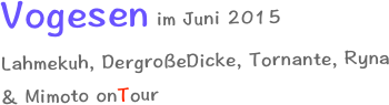 Vogesen im Juni 2015
Lahmekuh, DergroßeDicke, Tornante, Ryna & Mimoto onTour